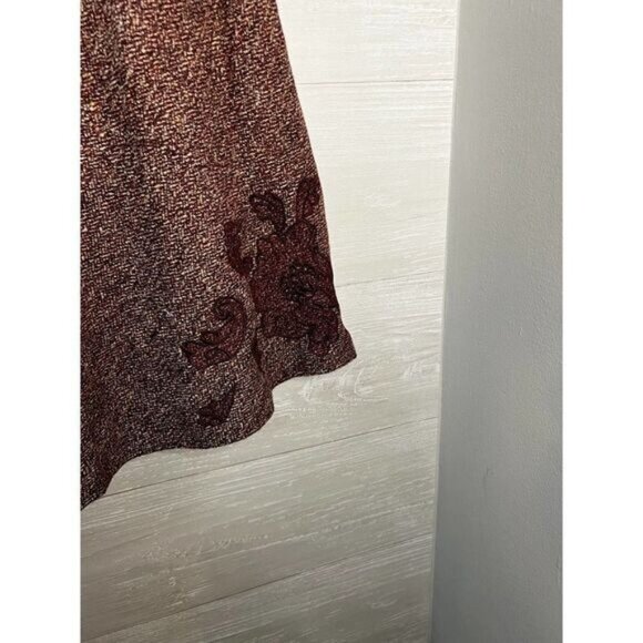 Express Burgundy Lace Appliqué Tweed Skirt‎ Size 8 - Picture 3 of 5